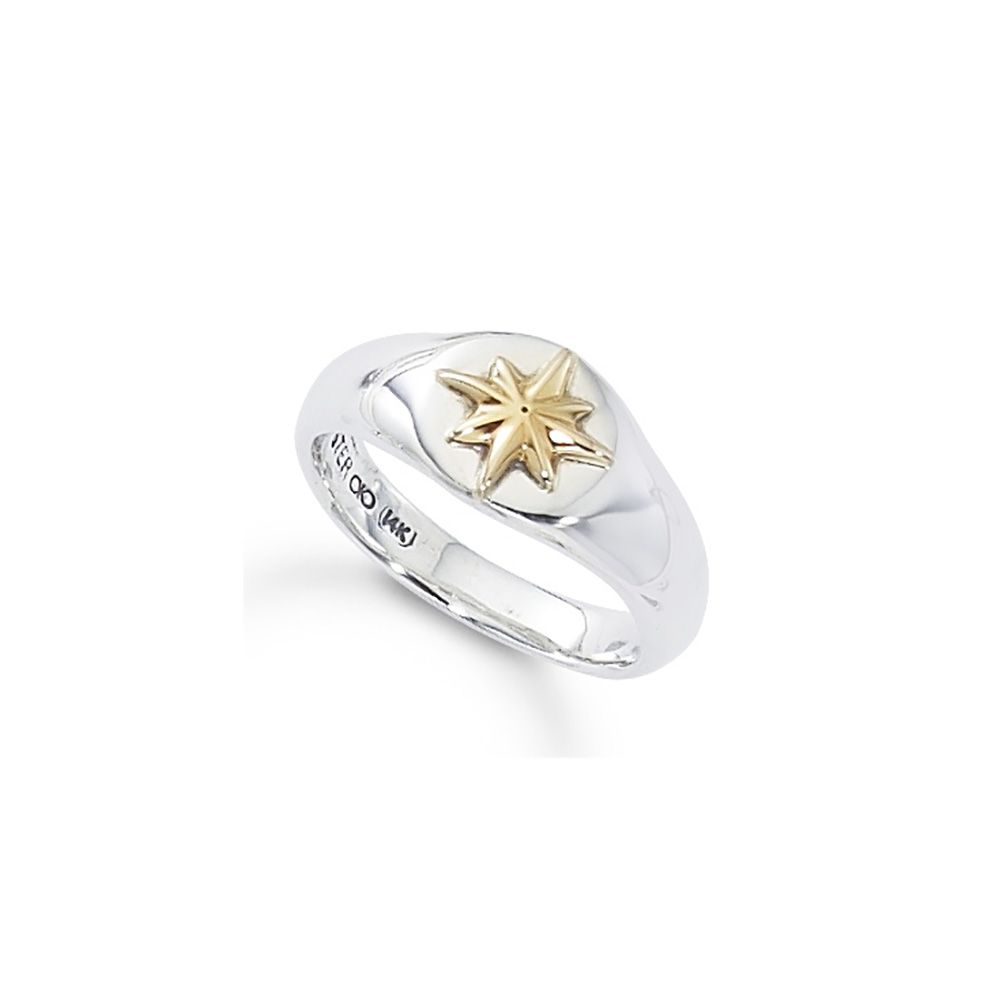 Sterling and Gold Compass Rose Ring