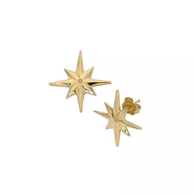 Gold Compass Rose Stud Earrings