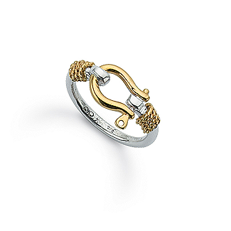 Gold and Sterling Shackle Ring