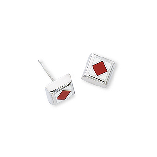 Sterling Silver Initial Stud Earrings F