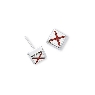 Sterling Silver Initial Stud Earrings V