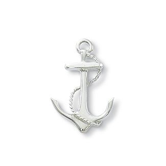 Sterling Silver Anchor Lapel Pin w/ Silver Rope
