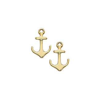 Gold Anchor Stud Earrings - Small