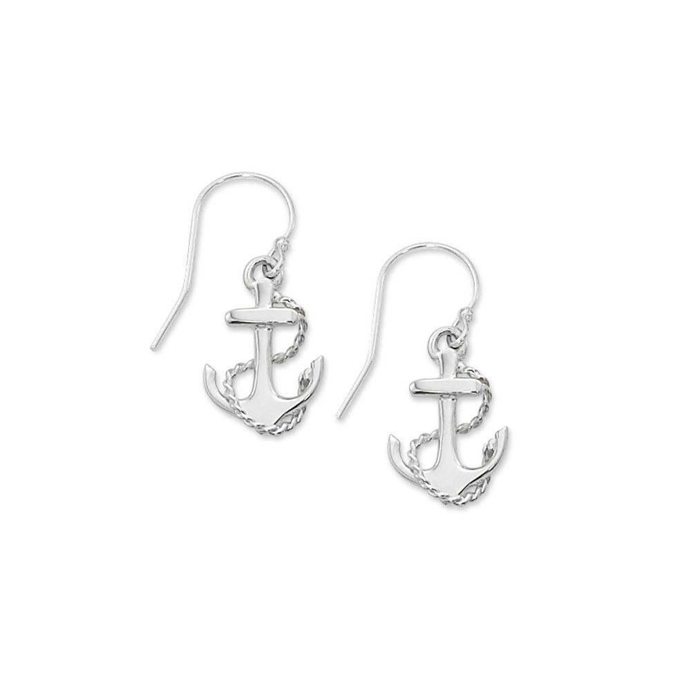 Sterling Silver Anchor Earrings with Silver Rope Studs or Wires