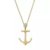 Gold and Diamond Anchor Necklace-Large