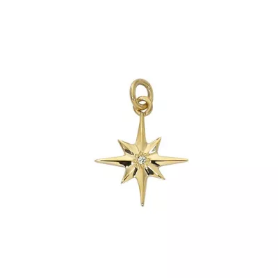 Gold Compass Rose with Diamond