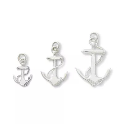 Sterling Silver Anchor Pendant with Sterling Rope