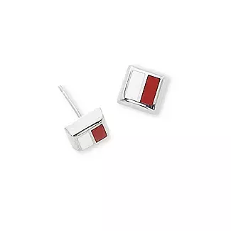 Sterling Silver Initial Stud Earrings H