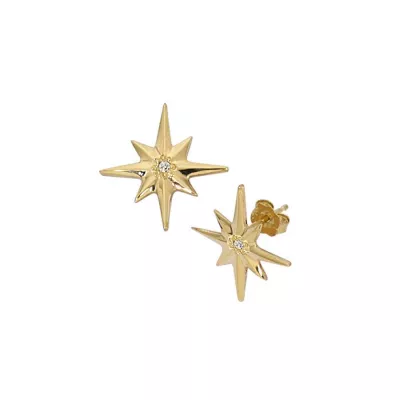 Gold & Diamond Compass Rose Earrings 