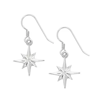 Silver Compass Rose Earrings