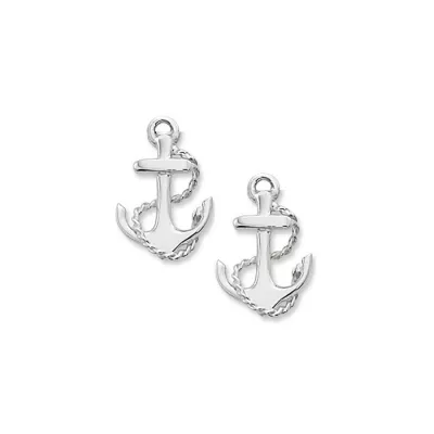 Sterling Silver Anchor Earrings with Silver Rope - Studs or Wires