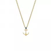 Gold and Sapphire Anchor Necklace-Small 