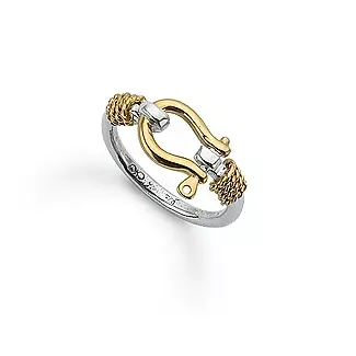 Gold and Sterling Shackle Ring