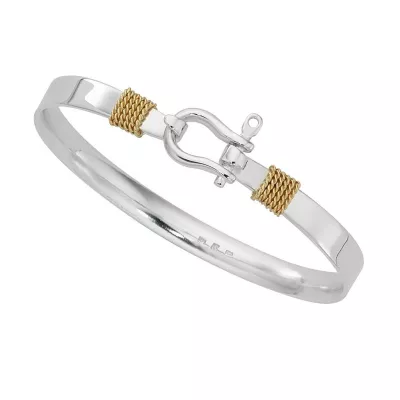 Sterling Silver Heavy Shackle Bracelet with Gold Rope