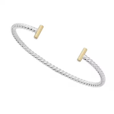 Sterling & Gold Twist Cuff Bracelet