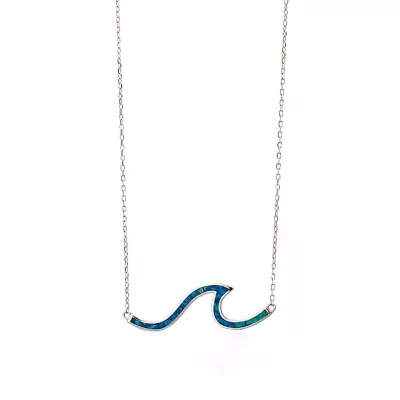 Sterling and Opal Wave Necklace