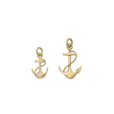 Gold Anchor Pendant with Gold Rope 