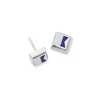 Sterling Silver Initial Stud Earrings A