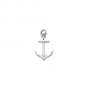 Sterling Silver Anchor Pendant with Diamond
