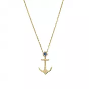 Gold and Sapphire Anchor Necklace-Medium