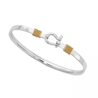 Sterling Silver Shackle Bracelet with Gold Rope