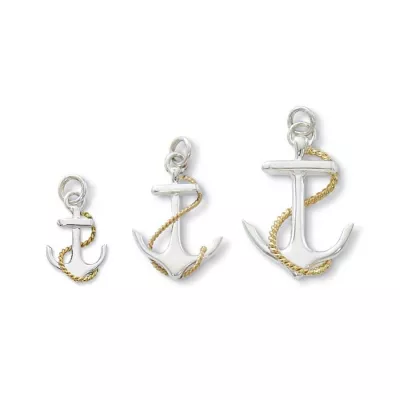 Sterling Silver Anchor Pendant with Gold Rope 